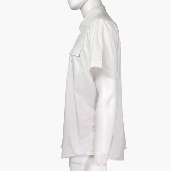 CALVIN KLEIN Slim Fit Pocketed Short-Sleeve Button-Up Casual Shirt (White | XXL) - Picture 6 of 10